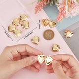10Pcs Brass Locket Pendants, Photo Frame Charms for Necklaces, Long-Lasting Plated, Heart with Flower & Word Love You Charm, Real 18K Gold Plated, 22.5x19.5x5.5mm, Hole: 1.8mm