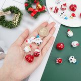 20Pcs 5 Style Christmas Baking Painted Brass Bell Pendants, Mixed Shapes, Mixed Color, 4pcs/style