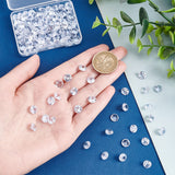 Cubic Zirconia Charms, Faceted, Flat Round, Clear, 8x4mm, Hole: 1mm, 120pcs/box