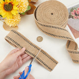 10M Flat Jute Ribbon with Dot Line Edge, Hessian Ribbon, for DIY Home Decoration and Gift Wrapping, Tan, 2 inch(50mm), about 10.94 Yards(10m)/Roll