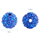 10mm Disco Ball Clay Beads Sapphire Pave Rhinestones Spacer Round Beads, about 100pcs/box