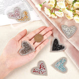 Glitter Hotfix Rhinestone, Hot Melt Adhesive on the Back, Costume Accessories, Heart, Mixed Color, 50x50x1.5mm, 7 colors, 1pc/color, 7pcs/box