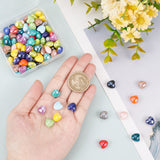 100Pcs Pearlized Handmade Porcelain Beads, Heart, Mixed Color, 10x10x7mm, Hole: 1.8mm