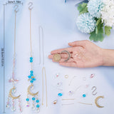 Moon Suncatcher Making Kit, Including Teardrop & Star & Heart Glass Pendants & Beads, Alloy Pendant, Brass Pendant & Cable Chains, 304 Stainless Steel S Hook Findings, Blue