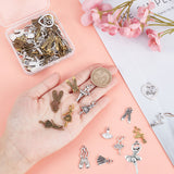 84Pcs 14 Style Alloy Pendants, Ballerina Dancer, Mixed Color, 15.5~32x12~21x1.5~5mm, Hole: 1.5~2mm, 6pcs/style