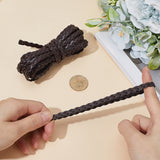 Flat PU Leather Braided Cord, for Craft Making, Coconut Brown, 7x2mm, about 5.47 Yards(5m)/Bundle