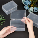 Transparent Plastic Bead Containers, with Hinged Lids, Flip Cover, Rectangle, White, 12.2x8.3x5.5cm, Inner Size: 11.8x8cm