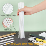 40Pcs 10 Style ABS Plastic Hollow Tubes, DIY Handmade Sand Table Material Model Building, Square & Round, White, 300x3~8mm, Hole: 2~7mm, 4pcs/style