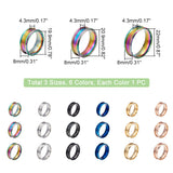 18Pcs 18 Styles 201 Stainless Steel Grooved Finger Ring Settings, Ring Core Blank, for Inlay Ring Jewelry Making, Mixed Color, Size: 10~13mm, Inner Diameter: 20~22.2mm, 1Pc/style