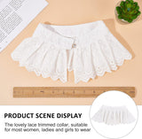 Detachable Computerized Embroidered Cotton Lace Collar, Fake Stand Collar, with Crystal Resin Rhinestone Button, White, 542x113x2mm, Hole: 2mm