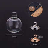 DIY Pendant Making, Round Mechanized Blown Glass Globe Beads and Clear Glass Globe Bottle Charms Pendants, with Rack Plating Brass Bails, Mixed Color, 14mm, Hole: 4mm, Charm: 8mm, 60pcs/set