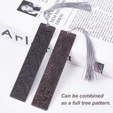 2Pcs 2 Style Blackwood Bookmarks, Rectangle, Black, 140x28mm, 1pc/style