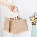 Jute Portable Shopping Bag, Reusable Grocery Bag Shopping Tote Bag, Tan, 16x23.9cm