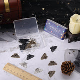 24Pcs 3 Colors Alloy Pendants, Moth with Moon Phase Charm, Mixed Color, 16x24.5x2mm, Hole: 1.8mm, 8pcs/color