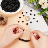 Glass Beads, Rondelle, Black, 8x6mm, Hole: 3.5mm