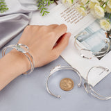 10Pcs Brass Cuff Bangle Making, Blank Bangle Base, with Flat Round Tray, Silver, Inner Diameter: 2-1/2 inch(6.4cm), Tray: 25mm