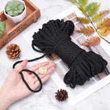 3-Ply Polyester Cords, Twisted Rope, for DIY Gift Bagd Rope Handle Making, Black, 6mm, about 27.34 yards(25m)/bundle