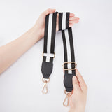 Polyester Bag Tape, with Light Gold Alloy and Iron Adjuster & Swivel Clasps, Bag Replacement Accessories, Black, 83.1~135.4cm