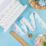 2.7~3 Yards Polyester Lace Trim, Flower Lace Ribbon with Imitation Pearl Beads, White, 1-1/4 inch(31mm)
