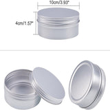 Round Aluminium Tin Cans, Aluminium Jar, Storage Containers for Cosmetic, Candles, Candies, with Screw Top Lid, Platinum, 10.3x4.1cm, Capacity: 250ml, 5pcs/box