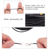 DIY Necklace Making Kits, with Cowhide Leather Cords, Iron Folding Crimp Ends, Iron Coil Cord Ends & Jump Rings, Zinc Alloy Lobster Claw Clasps, Black, 2mm, 10m/set