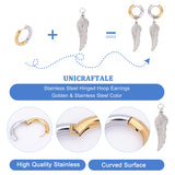 4 Pairs 4 Size Two Tone 304 Stainless Steel Hinged Hoop Earrings for Women, Golden & Stainless Steel Color, 6 Gauge, 17~23x18~24.5x4mm, Pin: 1mm, 1 Pair/style