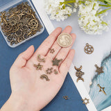 Tibetan Style Alloy Pendants, Cadmium Free & Lead Free, Moon & Star & Hexagram, Antique Bronze, 6pcs/style, 12 Style, 72pcs/box