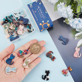 32Pcs 8 Colors Opaque Acrylic Pendants, Cat Charms, 4pcs/style, Mixed Color, 24x17x2.5mm, Hole: 1.2mm