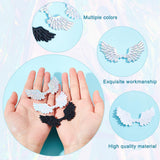 60Pcs 3 Colors PU Leather Ornament Accessories, Embossed Angel Wing, Mixed Color, 38x69x1.3mm, 20pcs/color