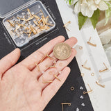 40Pcs Brass Stud Earring Findings, with Vertical Loops, Long-Lasting Plated, Teardrop, with 40Pcs Open Jump Rings & 100Pcs Plastic Ear Nuts, Real 18K Gold Plated, 15x3.5x3mm, Hole: 1.4mm, Pin: 0.7mm