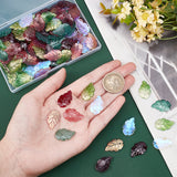 Transparent Glass Pendants, Mixed Style, Leaf, Mixed Color, 23.5x15x3.5mm, Hole: 1.5mm, 120pcs/box
