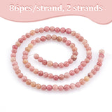 2 Strands Natural Rhodonite Beads Strands, Grade A, Round, 4mm, Hole: 1mm, about 86pcs/strand, 15.5  inch(39.37cm)