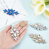 4Pcs 4 Colors Glass Cabochons(Hot Melt Adhesive On The Back), Garment Accessories, Flower, Mixed Color, 42x86x7.5mm, Hole: 1mm, 1pc/color