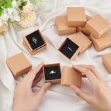 Cardboard Jewelry Boxes, for Ring, Square, Tan, 5x5x3.2cm