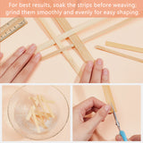 4Pc 4 Styles Flat Natural Bamboo Wicker Strips, Solid Weaving Material, for DIY, Furniture Knitting, Moccasin, 5~14.5x0.6~0.8mm, about 3m/pc, 1pc/style