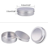 Round Aluminium Tin Cans, Aluminium Jar, Storage Containers for Cosmetic, Candles, Candies, with Screw Top Lid, Platinum, 8.3x2.8cm, Capacity: 100ml, 12pcs/box