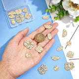 20Pcs 5 Style Brass Connector Charms, Nickel Free, Heart & Flat Half Round & Arch, Mixed Shape, Real 18K Gold Plated, 11~18x17.5~25x1~1.5mm, Hole: 1~1.4mm, 4pcs/style