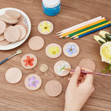40Pcs Unfinished Beech Wooden Round Pieces, Wood Discs, Wood Craft Accessories, Burgundy, 5x0.5cm