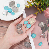 DIY Finger Ring Making Kit, Including Vintage Adjustable Iron & Alloy Finger Ring Settings, Synthetic Turquoise Cabochons, Antique Silver, Settings: 8pcs/bag