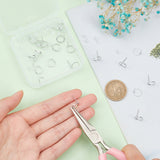 20Pcs Brass Ring Stud Earring Findings, with 30Pcs Plastic Ear Nuts, Platinum, 10mm, Pin: 0.7mm