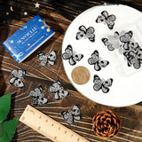 Halloween Alloy Enamel Pendants, Butterfly with Skull Charm, Platinum, Black, 23x28x1mm, Hole: 2mm, 20pcs/box