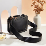 PU Leather Bag Straps, with Ball Head Stud, Black, 85.7x3.9x0.35cm