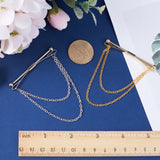 2Pcs 2 Colors Brass Hanging Chains Collar Pins Tie Clips, Cardigan Clips for Men Women, Platinum & Golden, 70x59.5mm, 1Pc/color