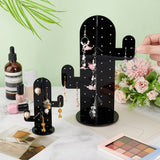 2 Sets 2 Styles Cactus Acrylic Earring Display Stands, Jewelry Organizer Holder for Earring Storage, Black, 7.9~17.5x8.6~16.3x12.55~24.65cm, Hole: 2.5mm, 1 set/style
