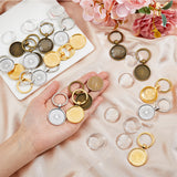 DIY Blank Dome Keychain Making Kit, Including Tibetan Style Alloy Pendant Cabochon Settings, Iron Split Key Rings, Glass Cabochons, Mixed Color, 36pcs/set