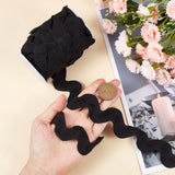 10 Yards Polyester Wavy Fringe Trim Ribbon, Wave Bending Lace Trim, for Clothes Sewing and Art Craft Decoration, Black, 3/4~1-3/8 inch(20~34mm)