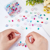 160Pcs 16 Style Transparent Spray Painted Glass Beads, Top Drilled, with Glitter Powder, Teardrop, Mixed Color, 9~12.5x6~10.5x5~5.5mm, Hole: 0.9~1mm, 10Pcs/style