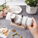 PU Imitation Leather Bracelet Display Stands, Jewelry Organizer Holder for Bangle Bracelet Watch Storage, with Wooden Base, White, 19.3x5x8.6cm