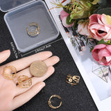 6Pcs Star & Moon & Sun 304 Stainless Steel Open Cuff Ring Findings, Bezel Cup Ring Settings with Round Tray, Real 18K Gold Plated, US Size 6 1/2(16.9mm), Tray: 2mm and 3mm