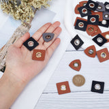 90Pcs 3 Style PU Leather with Iron Grommet Eyelet Findings, for Bag Accessories, Square & Triangle, Mixed Color, 2.5~2.55x2.4~2.5x0.18~0.2cm, Hole: 8mm, 30pcs/style
